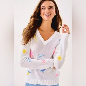 NWT-Lily Pulitzer Tensley Sweater in Resort White Serenade Sweater-Size S